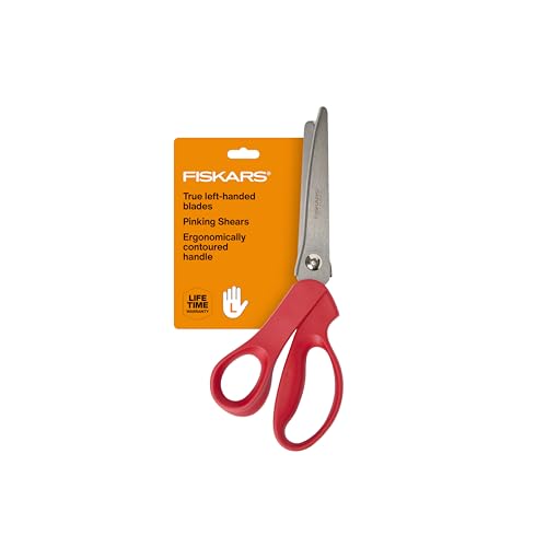 Fiskars 8” Premier Left-Handed Pinking Shears for Fabric Cutting Paper
