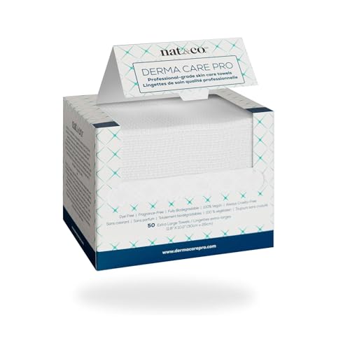 Nat.&Co. Derma Care Pro 100% USDA Biobased Material - Professional Grade Extra Large Face Towels - Bio-Based Towel, Makeup Remover Dry Wipes, Facial Wash Cloths for Sensitive and Clean Skin