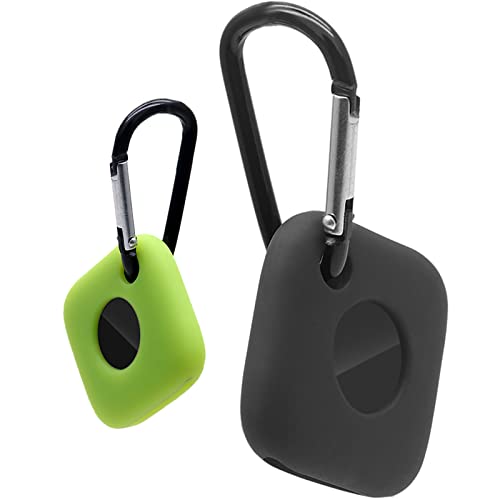 [2 Pack] Miimall Compatible for Tile Mate 2022 Case Cover, [Keychain] Soft Silicone Anti-Lost Protector Accessories Cover Case for Tile Mate 2022 (Black+Green)
