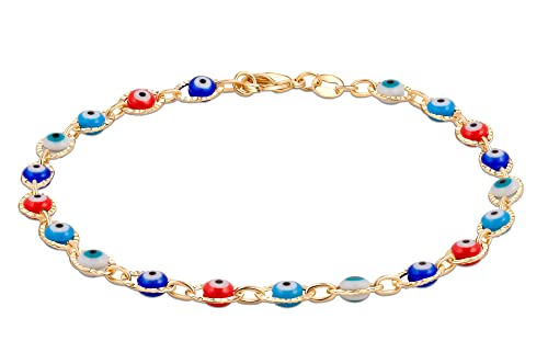 Image of Barzel 18k Gold Plated Evil Eye Anklet Bracelet - Made In Brazil