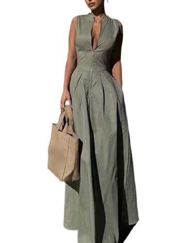 Molisry Women's Business Casual Work Dresses Flowy Sleeveless A-Line Tank Long Maxi Dress Summer 2025