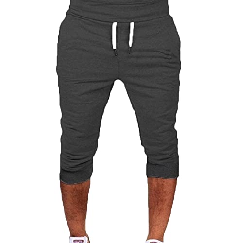 Pantalones Cortos de 3/4 para Hombre Pantalones de chándal Capri de Ciclismo para Hombre Pantalones de chándal Ajustados y cómodos con Cintura elástica con cordón Cover