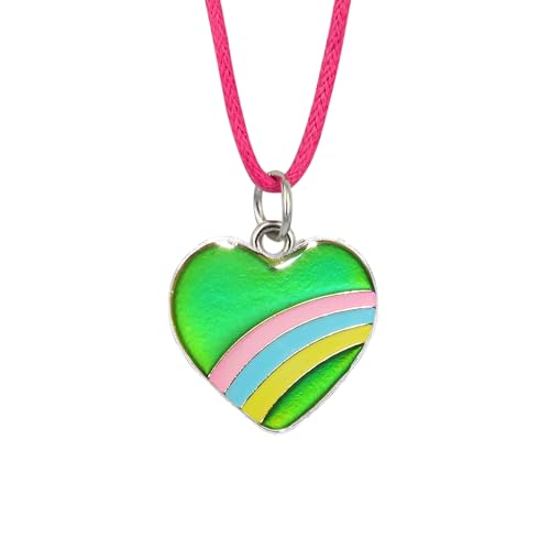 Cute Rainbow Heart Color Change Pendant Mood Necklace Gift For Girls 6