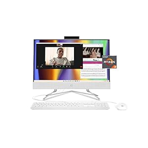 HP All-in-One PC Desk Computer, 21.5″ Full HD Micro-Edge Display, AMD Ryzen 3 Processor, AMD Radeon Graphics, 8 GB SDRAM, 256 GB SSD, Windows11 Home OS, MU-MIMO, Bluetooth, and Wi-Fi (22-dd0032, 2022)
