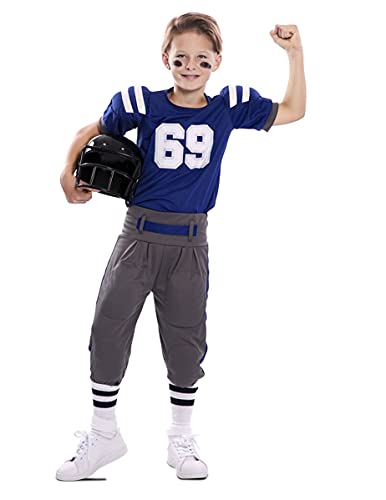 EUROCARNAVALES Déguisement joueur de football américain bleu enfant - Bleu - 10 à 12 ans (139-155 cm)