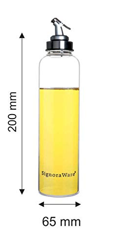 Image of SignoraWare Even Flow Borosilicate Glass Oil Dispenser | Measurement Marking | Easy Refilling | Control Oil Dispensing | Modern Look | Refined & Mustard oil | Liquid Container (500ml | Clear)