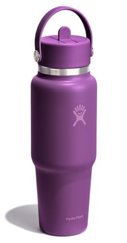Hydro Flask Botella de Agua de Viaje - Acero Inoxidable Aislada - Tapa con Pajilla Ancha, Antiderrames, Hermética de 32 Oz en Color Beachplum Purple miniatura 2