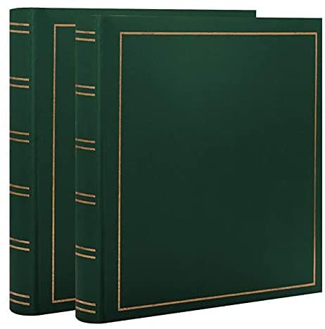 (Lot de 2) Albums Photo Traditionnel Jumbo 100 Pages Blanches pour 400 Photos 10x15 cm par Album - 800 Photos au Total - Couleur Vert Cover