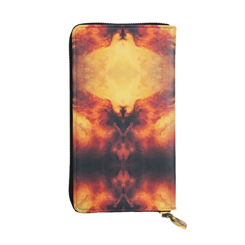Porte-cartes de crédit long avec grand volume et motif oiseau en cuir résistant