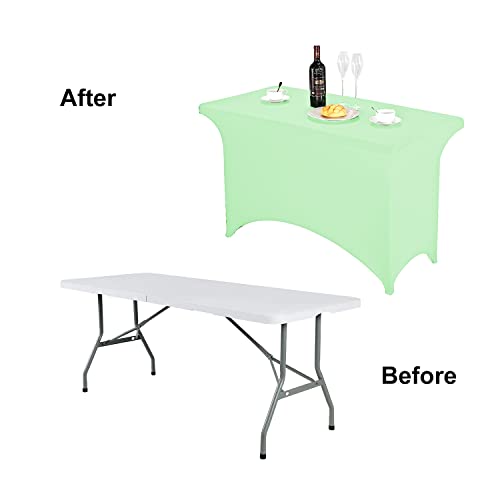 Image of FORLIFE Spandex Table Cover - Fitted 4ft Rectangular Tablecloth, Stretch Patio Cover, Universal for Wedding, Banquet, Party (Mint)