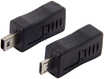 CY 2pcs Mini USB Male to Micro USB 5pin Female & Mini Female to Micro Male Extension Adapter Black Color 