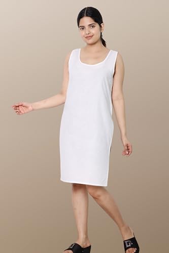 Image of KASANI Women's Camisole Cotton Long Knee-Length Sameej /Slip /Inner, Sleeveless, Pack of 2
