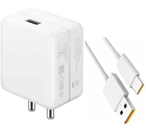 Image of 80W Superdart (PD) Charging Adapter with USB to Type C Cable Compatible with Realme X3 /X3 Superzoom, Realme X50 Pro -(Adapter & Cable), White