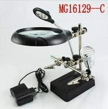 Image of KP2 Adjustable Auxiliary Clip Magnifying Glass with 5 LED Lights for Welding and Modelling Black (AK-16129C)