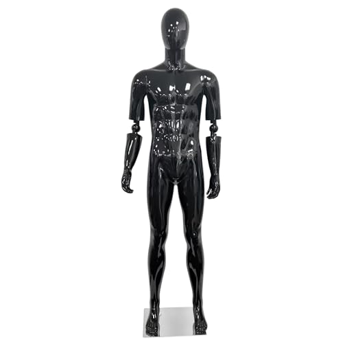 Male Mannequin Full Body, 74" Glossy Black Adjustable Dress Form