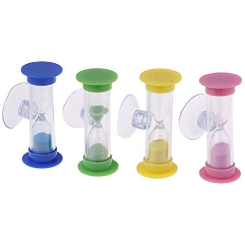HonXins 4 PCS Suction Cup Timer Toothbrush Swivel Sand Timer 2 Minutes Shower Timer Kids Mini Glass Sand Clock Cover