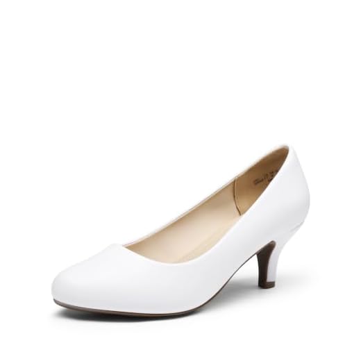 DREAM PAIRS Women's Luvly White Pu Bridal Wedding Low Heel Pump Shoes - 8 M US