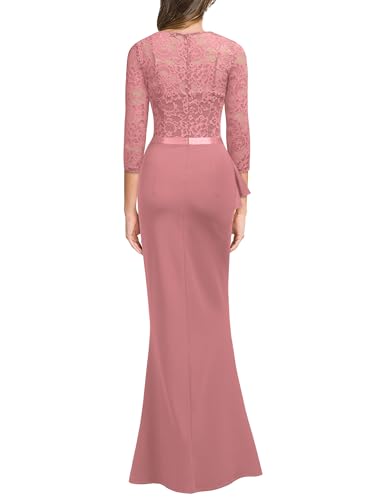 Image of MISSMAY Women's Vintage Floral Lace Ruffle Half Sleeve Evening Party Formal Long Dress
