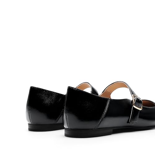 DREAM PAIRS Ballerines Femme Mary Jane à Bout Carré, Chaussures Plates Confortables à Enfiler pour Bureau, Travail, Sorties ou Tenue Quotidienne,Size 40,Noir-Huile,DWUMFA2520 – vue 4