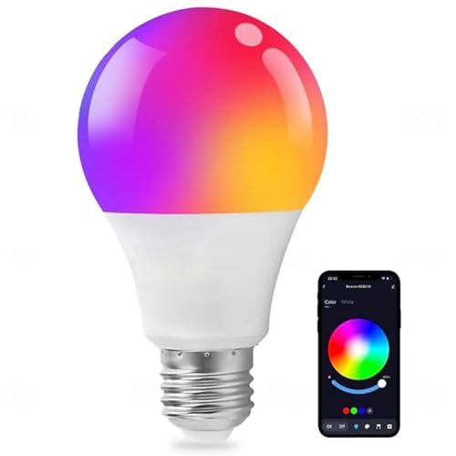 Smart WiFi LED Bulb RGB + Adjustable White, 10W, 780LM, Works with Alexa & Google, App-Controlled, E27 Base, Energy Efficient, 16M Colors, Voice Control, Long Lifespan
