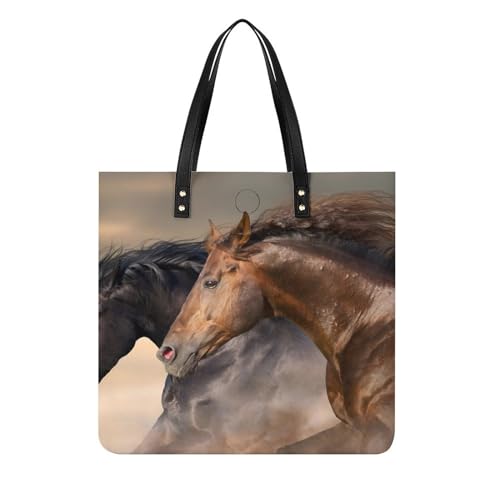 Sac à bandoulière tote bag pour voyage cheval brun noir contre le désordre