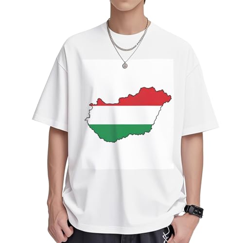 T-shirt Hongrie en coton femme haut décontracté col rond à manches courtes imprimé drapeau carte