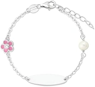 Turmalina - Pulsera personalizable esclava ID dorada de Plata de Ley 925 bebé o niña, pulsera con placa, largo de 11 más 2,5 cm de extensor de la marca de joyería