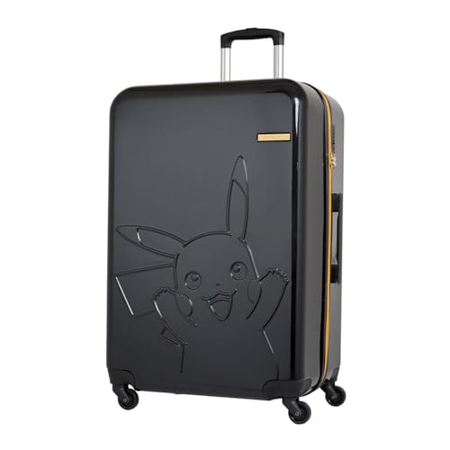 衣類用圧縮袋付き ポケモン スーツケース L ピカチュウ 95L キャリーケース キャリーバッグ (ブラック)