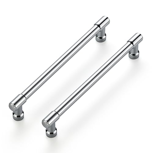 Image of Ravinte 2 Pack 6-1 /4 Inch Hole Center Solid Kitchen Cabinet Handles Polished Chrome Dresser Pulls Cabinet Drawer Pulls for Kitchen Cupboard Hardware