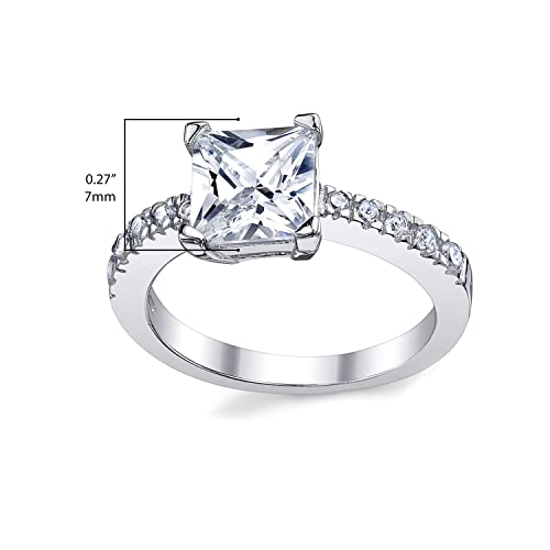 Metal Masters 1.25 Carat Princess Cut Cubic Zirconia CZ Sterling Silver 925 Engagement, Wedding Ring Sizes 5 to 84