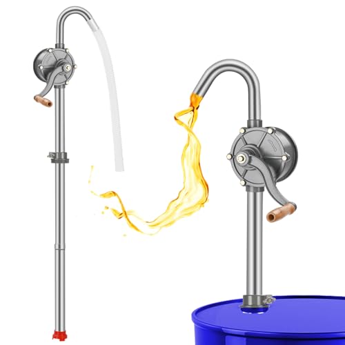 55 Gallon Drum Pump | Rotary All-Aluminum Manual Hand Transfer Pump for 5-55 Gallon Barrels - Oil, Diesel, Kerosene & Hydraulic Fluid Barrel (CYB25)