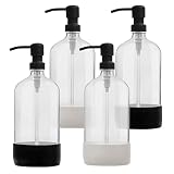 32 oz Glass Pump Bottle Rustproof Stainless Steel Pump, Funnel, and Lids. Modern Farmhouse Vintage J