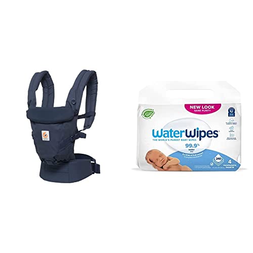 Ergobaby Mochila Portabebés Ergonómicas para Recién Nacido a 20kg, Adapt 3-Posiciones & WaterWipes - Toallitas Originales biodegradables para bebés recién nacidos 240 unidades (4 paquetes)