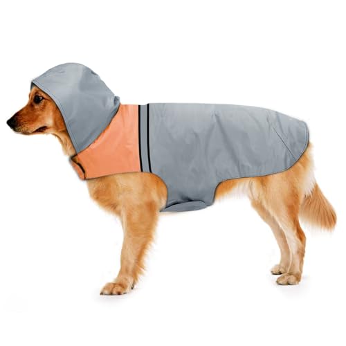 Impermeabile Cappottino Pioggia per Cani con Cappuccio, Ultraleggero Traspirante Antipioggia Riflettenti per Cani, Impermeabile da Pioggia Giacca di Taglia Piccola Medio e Grande (XL)