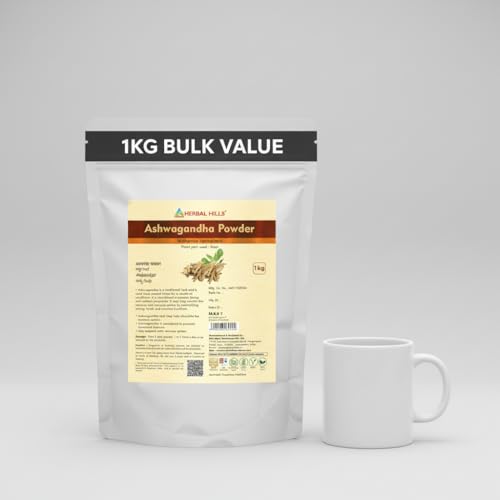Image of Herbal Hills Ashwagandha Powder, (1kg Pack) | Supports Stress Relief & Energy Levels | Ashwagandha Churna For Immunity, Strength & Vitality | With Withania Somnifera Root