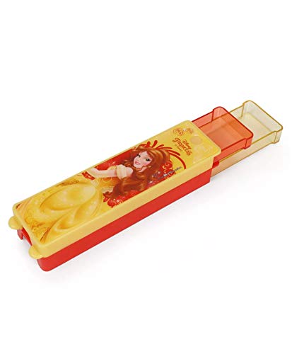 QIPS by HMI Disney Belle Princess Push-Back Sliding Multi Level Plastic Pencil Box