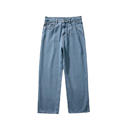 Jean droit homme bleu jambe large style coréen fluide printemps été