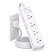 Flat Plug Power Strip, Ultra Thin Flat Extension Cord - Addtam 12 Outlet 3 Sides Multiple Outlets, 5Ft, 1050J Surge Protector, Wall Mount, Desk Charging Station for Home Office Dorm Room Essentials