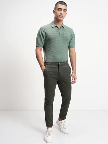 Image of Highlander Men's Slim Fit Formal Trousers | Ankle Length |Smart Trousers for Men | Chino Trousers for Men|Elegant Design | Comfortable Fabric for Daily Work & Formal Occasions