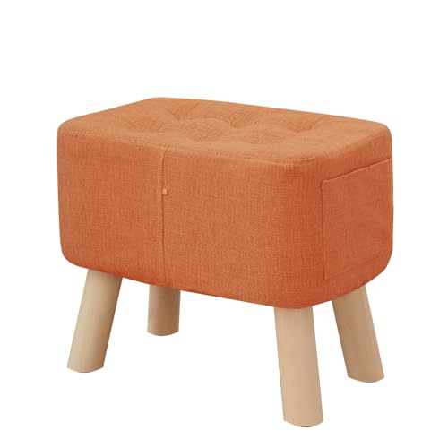 Taburete de tocador moderno y reposapiés rectangular de 25x40x28 cm con cojín acolchado naranja 2
