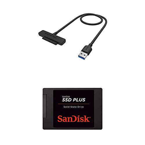Sabrent USB 3.0 to SSD / 2.5-Inch SATA I/II/IIIHard Drive Adapter (EC-SSHD) + SanDisk SSD PLUS 1TB Internal SSD - SATA III 6 Gb/s, 2.5