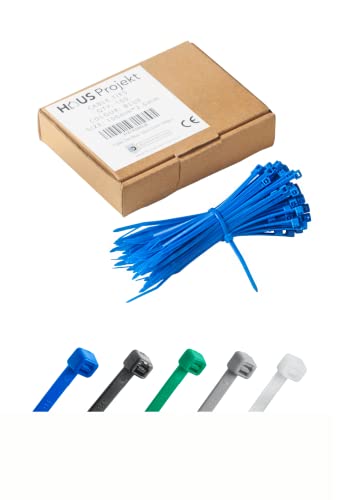 Bleu Lot de 100 Attaches Zippées Industrielles de Qualité Supérieure, 100 mm x 2,5 mm, Multifonctionnelles, en Plastique, pour Usage Intérieur et Extérieur, Gestion des Câbles, Fils, Maison, Bureau