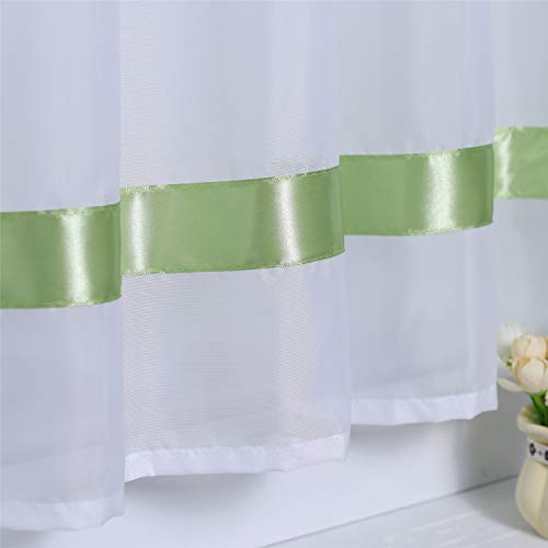 ESLIR Panel Curtain with Tabs Kitchen Bistro Curtains Transparent Curtains Short Curtain Modern Voile Pack of 1 - Image 2