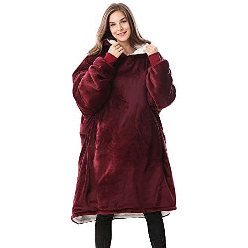 Venustas Wearable Blanket Hoodie, Oversized Sherpa Blanket Hoodie Sweatshirt,Cozy Warm Soft Fuzzy...
