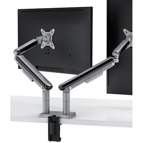 Desktronic Doppelte Monitor Halterung, Bis zu 32" & 8kg, 360° Drehung, Höhenverstellbar, Robuste Bauweise, Einfache Montage, Für Große Bildschirme, Ergonomisch, Passend für alle VESA 75/100