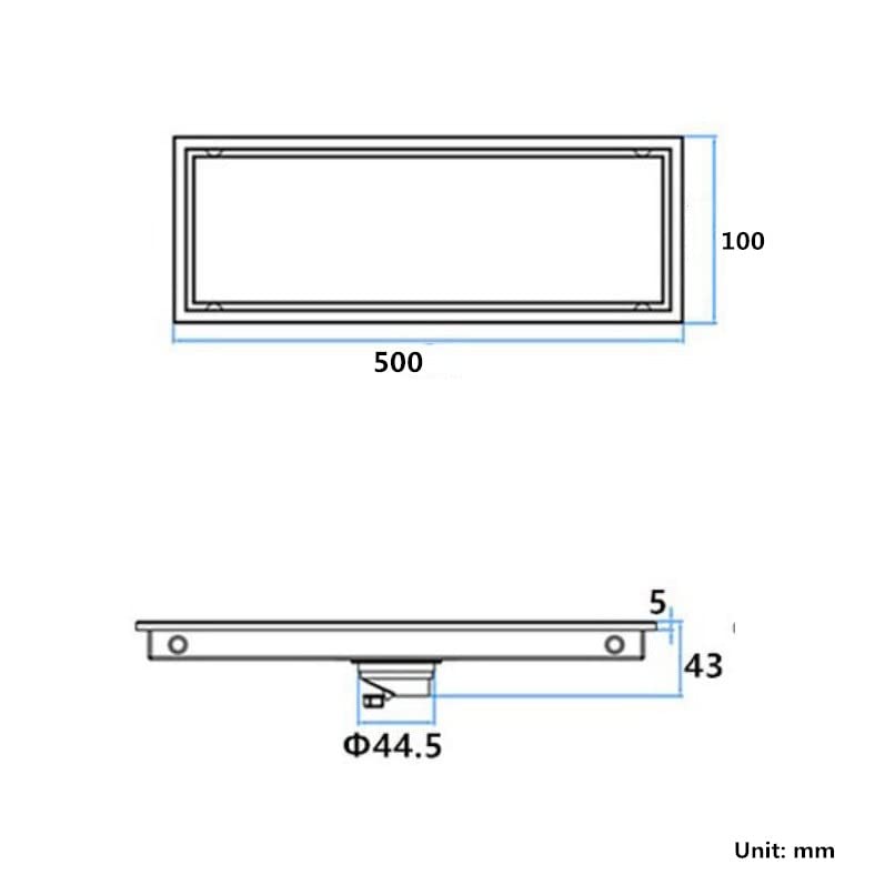 Odpływ podłogowy 50 x 10 cm matowy czarny 304 odpływ podłogowy ze stali nierdzewnej łazienka płytka wkładka prysznic szybki odpływ niewidoczny odpływ podłogowy