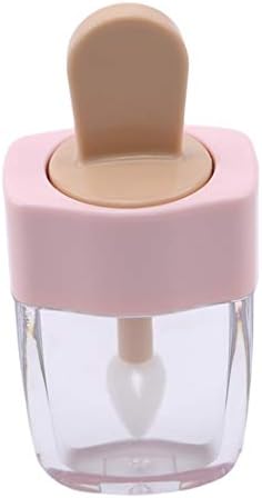 LZIYAN Empty Lip Gloss Tubes Containers Ice Cream Shape Transparent Mini Lip Tube Clear Mini Refillable Lip Balm Bottles Travel DIY Makeup Bottle,Light Orange