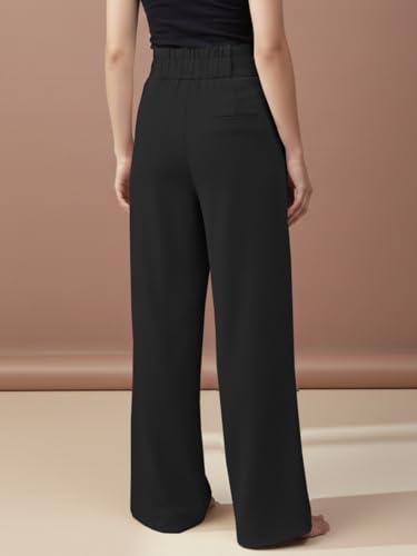 Image of GRECIILOOKS Trousers for Women High Waist | Wide Leg Trousers | Office Wear Pleated Korean Pants for Women's | Elegant Formal Pants