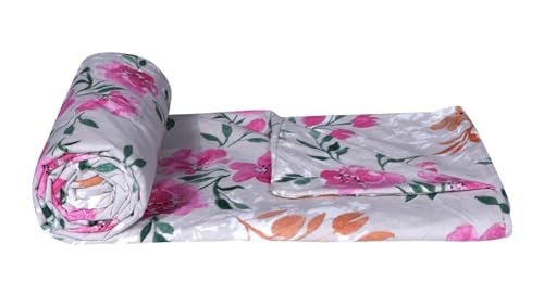 Image of la' amour Super Premium Quilt Cover Double Bed with Zipper Blanket Cover /rajai Cover /Comforter Cover /Duvet Cover King Size Soft Cotton Breathable Skin Friendly Stuff 90x100 Inches, Color- Grey Pink