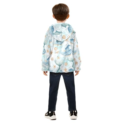 CHIFIGNO Mermaid Tail Boys Zip up Jacket Fleece Jacket for Fall Winter Zip up Hoodie 3T4